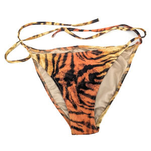 Women's Side Tie Bikini Bottom Animal Print Small Low Rise Swimwear